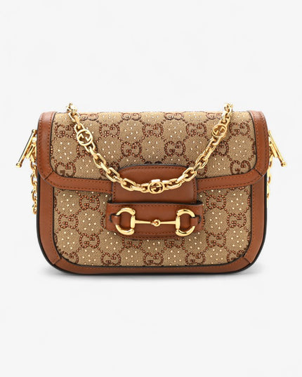 Gucci Horsebit 1955 GG Mini Bag - Brown Leather Trim