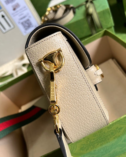 Gucci Horsebit 1955 Shoulder Bag – Ivory GG Canvas with Web Strap