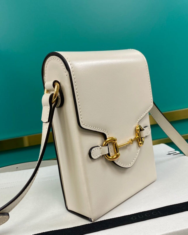 Gucci Horsebit 1955 White Leather Mini Phone Bag