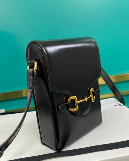 Gucci Horsebit 1955 Black Leather Mini Phone Bag