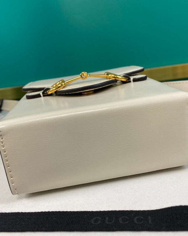 Gucci Horsebit 1955 White Leather Mini Phone Bag
