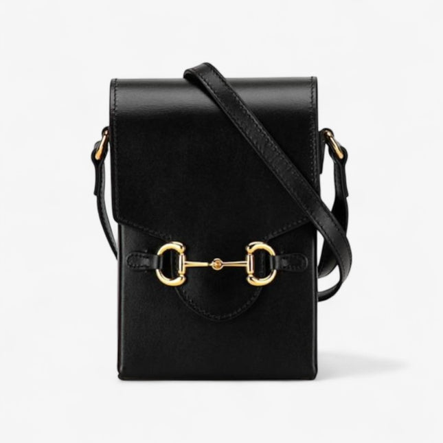 Gucci Horsebit 1955 Black Leather Mini Phone Bag