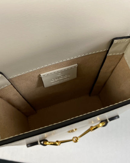 Gucci Horsebit 1955 White Leather Mini Phone Bag