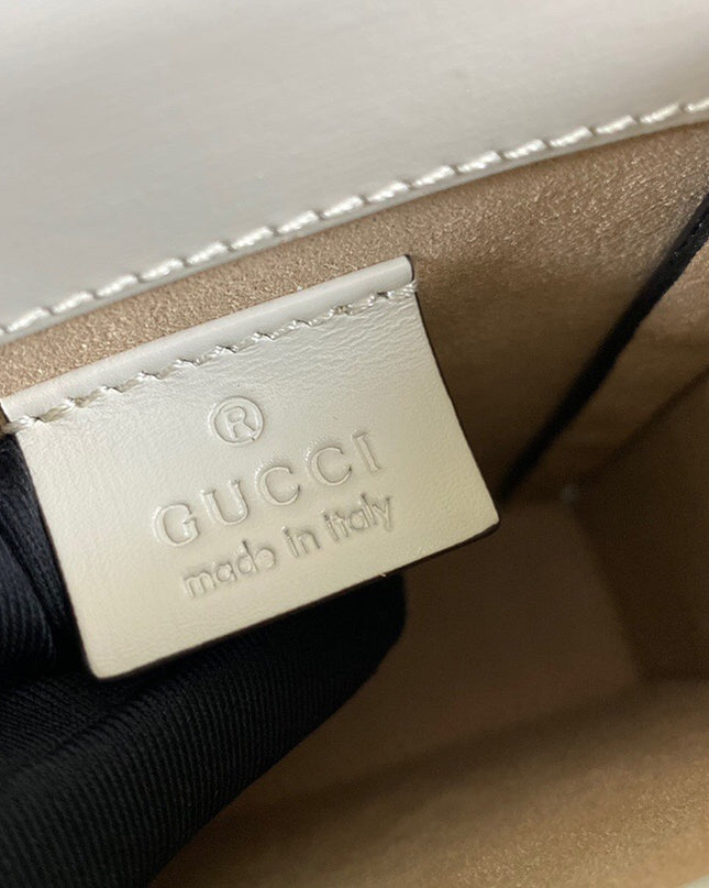 Gucci Horsebit 1955 White Leather Mini Phone Bag