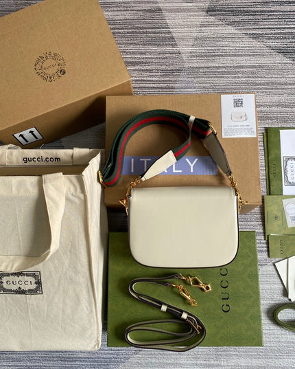 Gucci Horsebit 1955 White Leather Mini Shoulder Bag