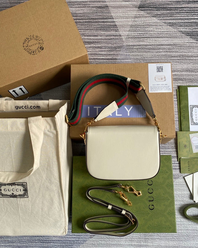 Gucci Horsebit 1955 White Leather Mini Shoulder Bag