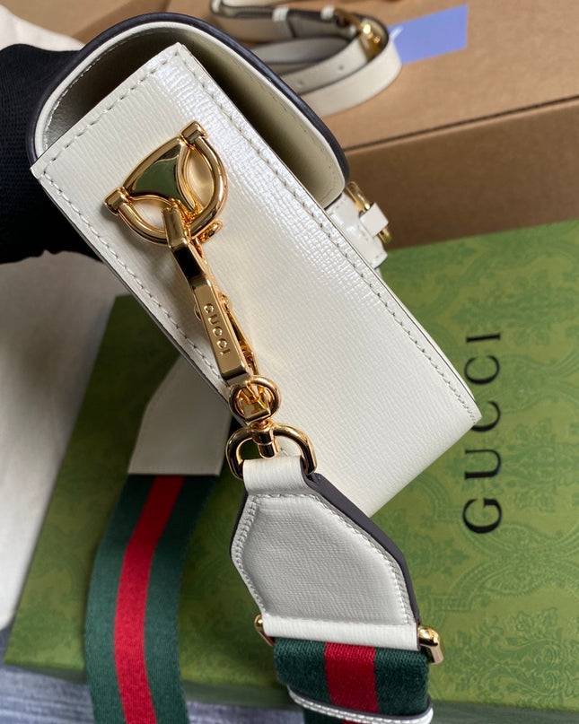Gucci Horsebit 1955 White Leather Mini Shoulder Bag