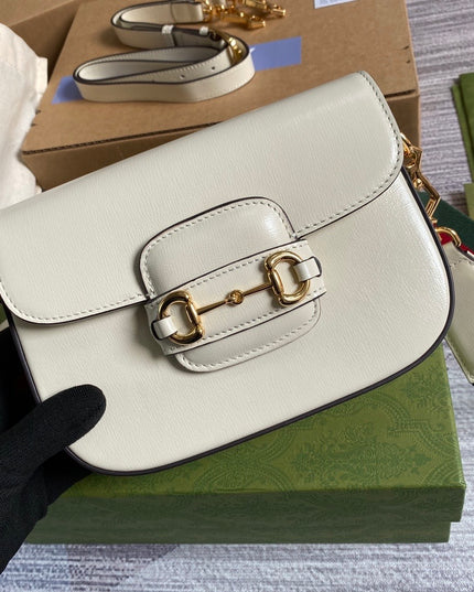 Gucci Horsebit 1955 White Leather Mini Shoulder Bag