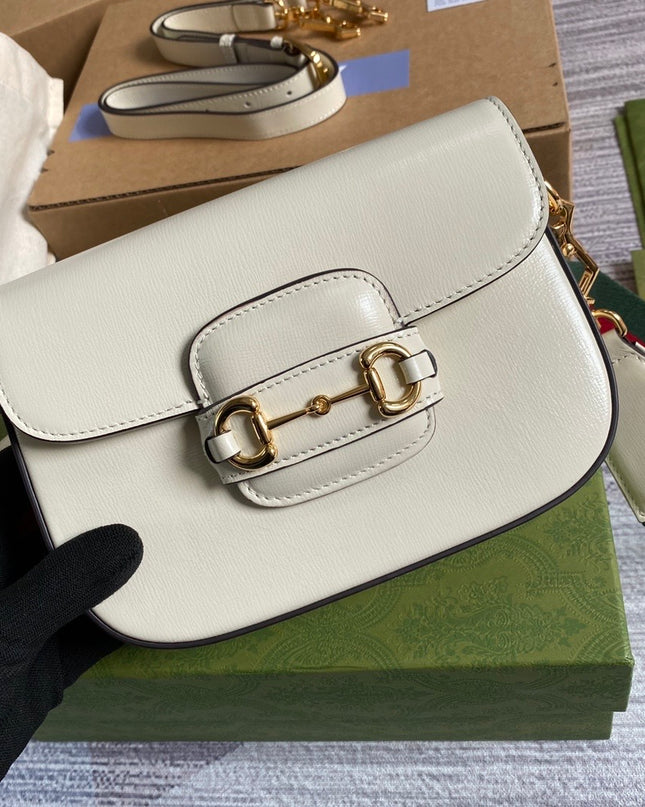 Gucci Horsebit 1955 White Leather Mini Shoulder Bag