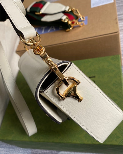 Gucci Horsebit 1955 White Leather Mini Shoulder Bag