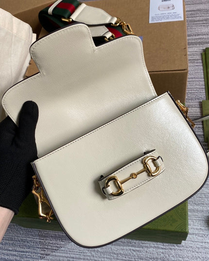 Gucci Horsebit 1955 White Leather Mini Shoulder Bag