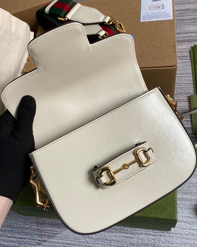 Gucci Horsebit 1955 White Leather Mini Shoulder Bag