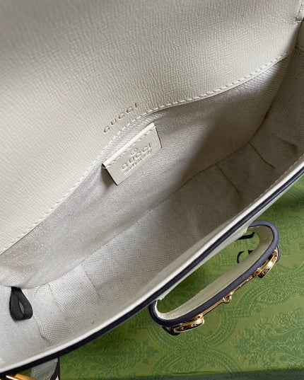 Gucci Horsebit 1955 White Leather Mini Shoulder Bag