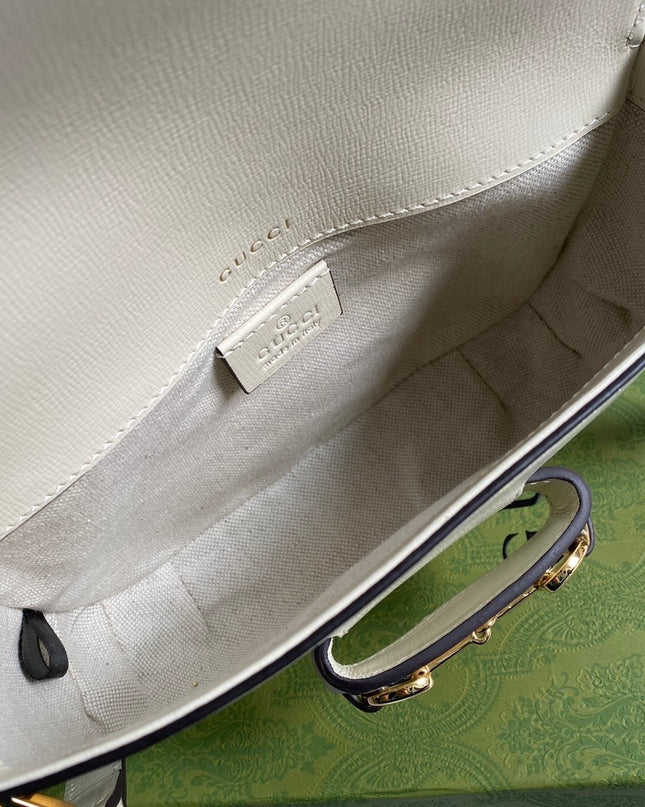 Gucci Horsebit 1955 White Leather Mini Shoulder Bag