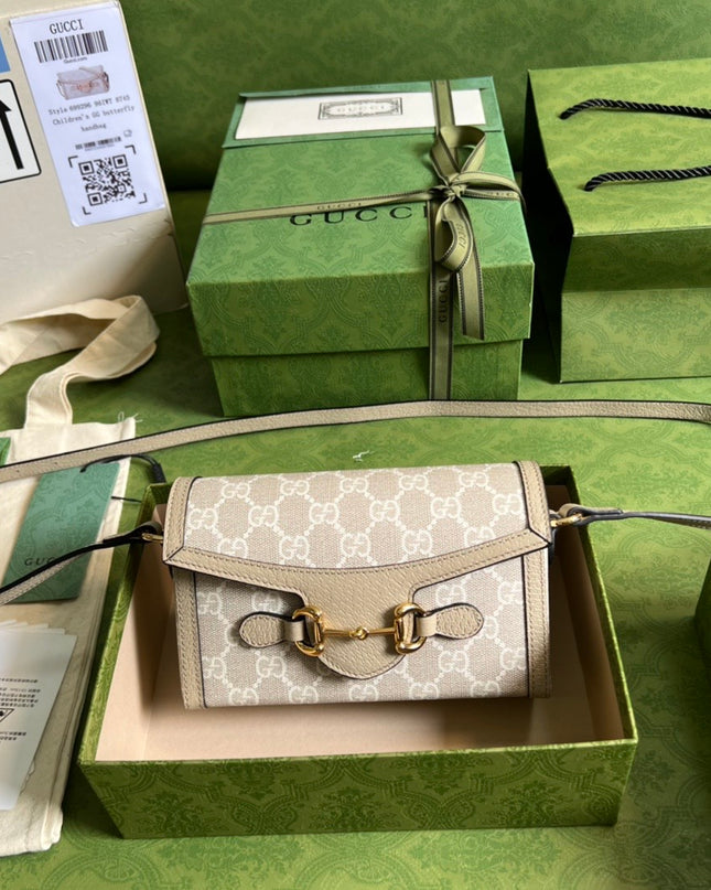 Gucci Horsebit 1955 Mini Bag – Beige/Ebony White