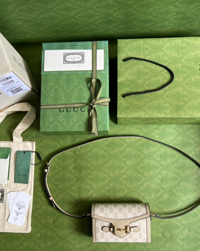 Gucci Horsebit 1955 Mini Bag – Beige/Ebony White