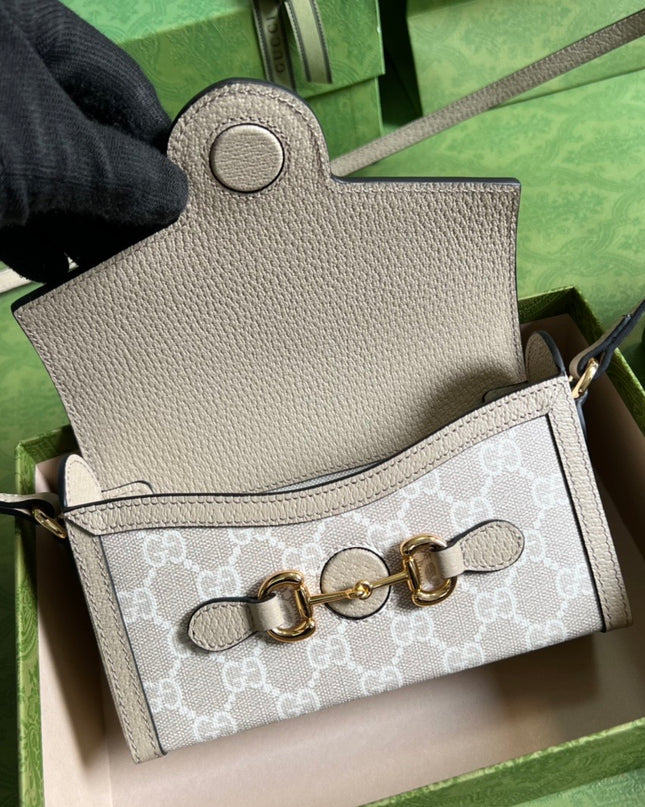 Gucci Horsebit 1955 Mini Bag – Beige/Ebony White