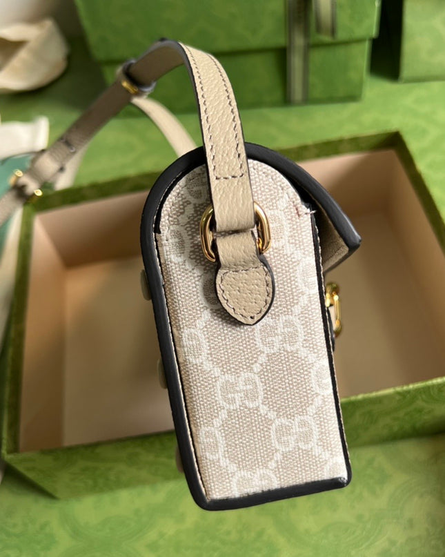 Gucci Horsebit 1955 Mini Bag – Beige/Ebony White