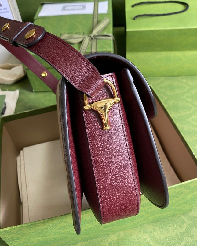 Gucci Horsebit 1955 Small Bag 602204 – Beige/Burgundy