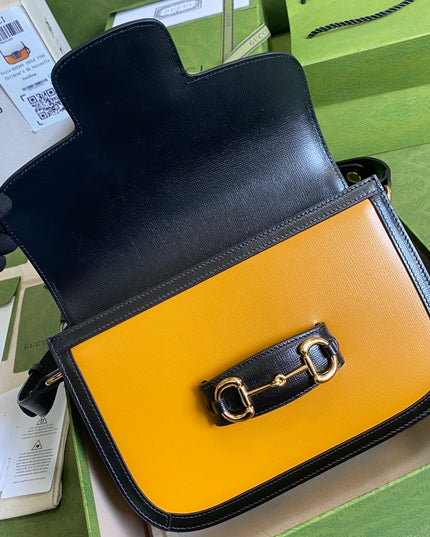 Gucci Horsebit 1955 Small Shoulder Bag 602204 - Orange/beige