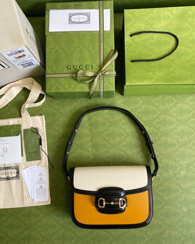Gucci Horsebit 1955 Small Shoulder Bag 602204 - Orange/beige