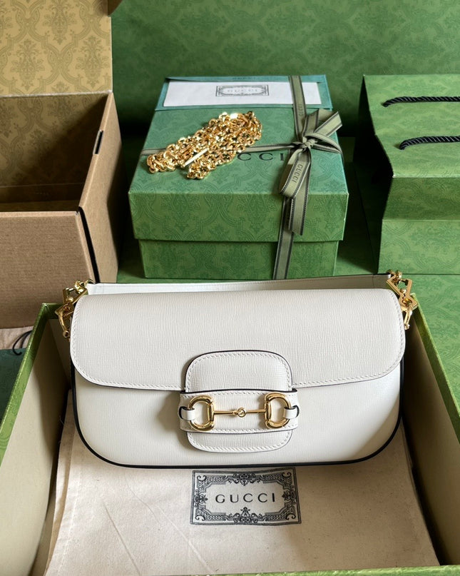 Gucci Horsebit 1955 Small Shoulder Bag 735178 - White