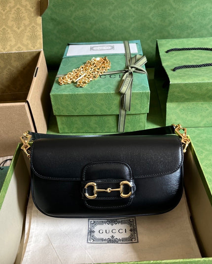 Gucci Horsebit 1955 Small Shoulder Bag 735178 - Black