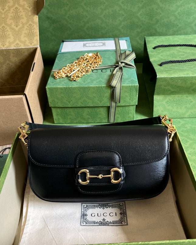 Gucci Horsebit 1955 Small Shoulder Bag 735178 - Black