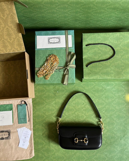 Gucci Horsebit 1955 Small Shoulder Bag 735178 - Black