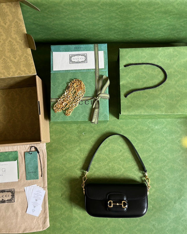 Gucci Horsebit 1955 Small Shoulder Bag 735178 - Black