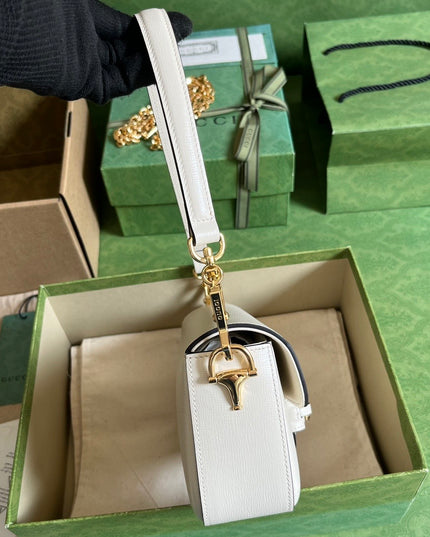 Gucci Horsebit 1955 Small Shoulder Bag 735178 - White