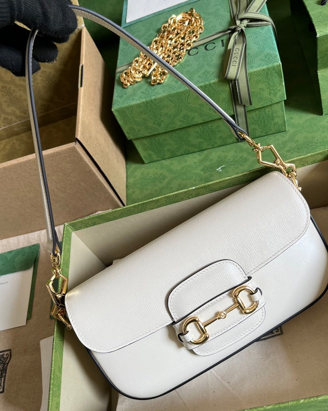 Gucci Horsebit 1955 Small Shoulder Bag 735178 - White