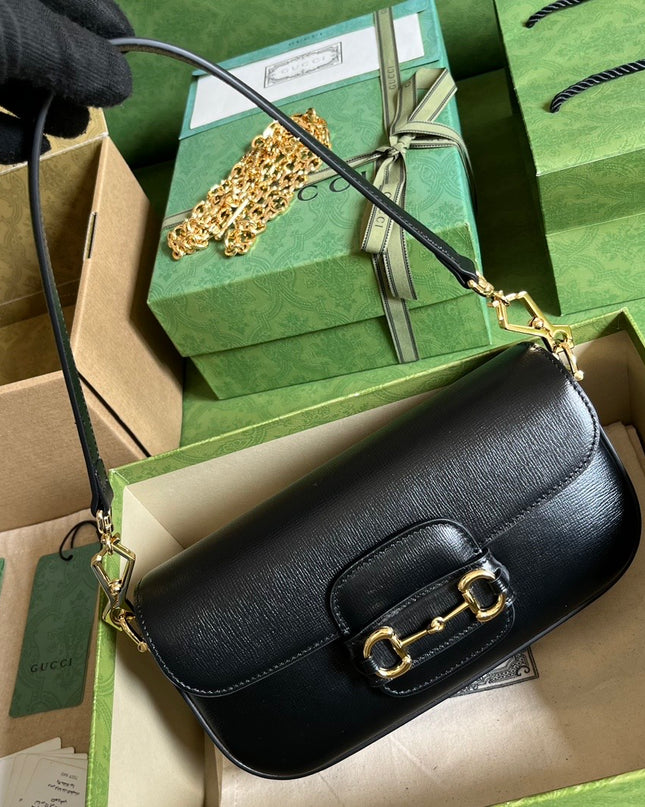 Gucci Horsebit 1955 Small Shoulder Bag 735178 - Black