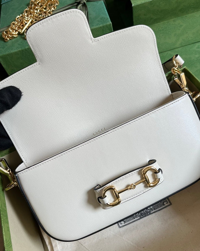 Gucci Horsebit 1955 Small Shoulder Bag 735178 - White