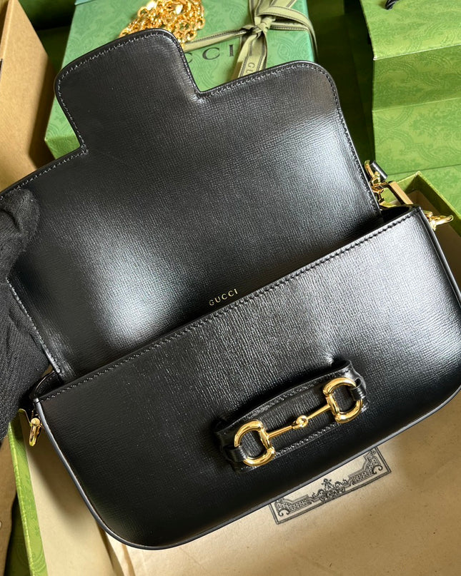 Gucci Horsebit 1955 Small Shoulder Bag 735178 - Black