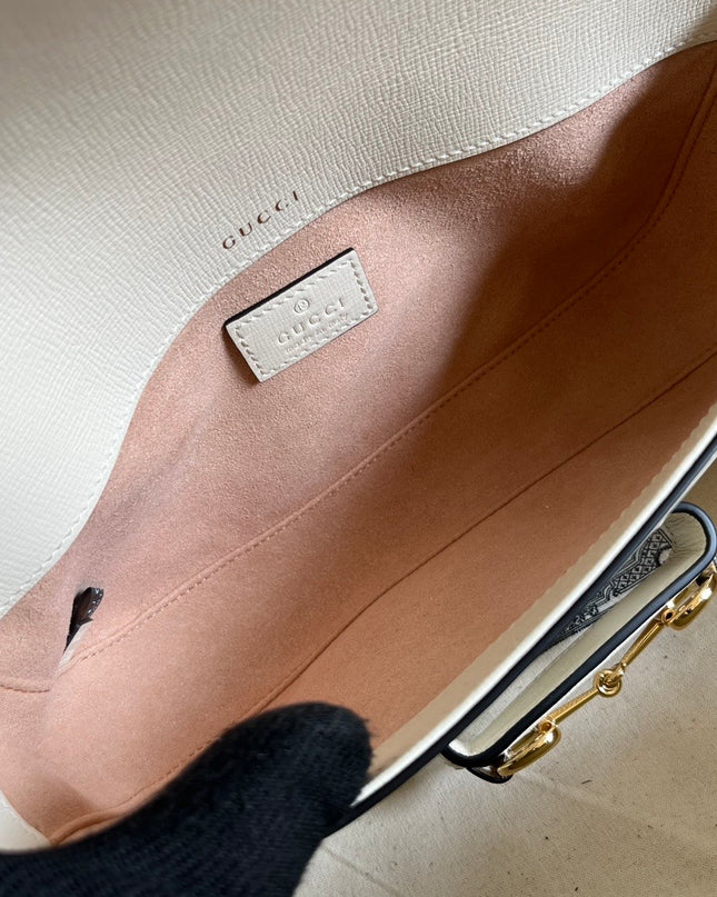 Gucci Horsebit 1955 Small Shoulder Bag 735178 - White
