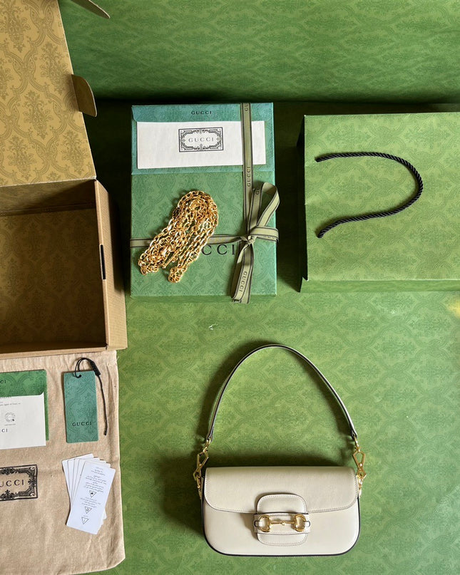 Gucci Horsebit 1955 Small Shoulder Bag 735178 - White