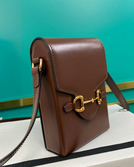 Gucci Horsebit 1955 Brown Leather Mini Phone Bag