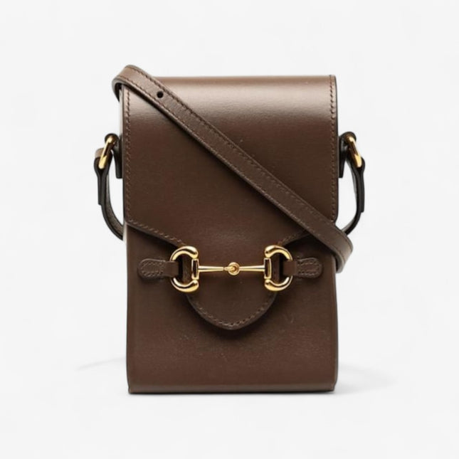Gucci Horsebit 1955 Brown Leather Mini Phone Bag
