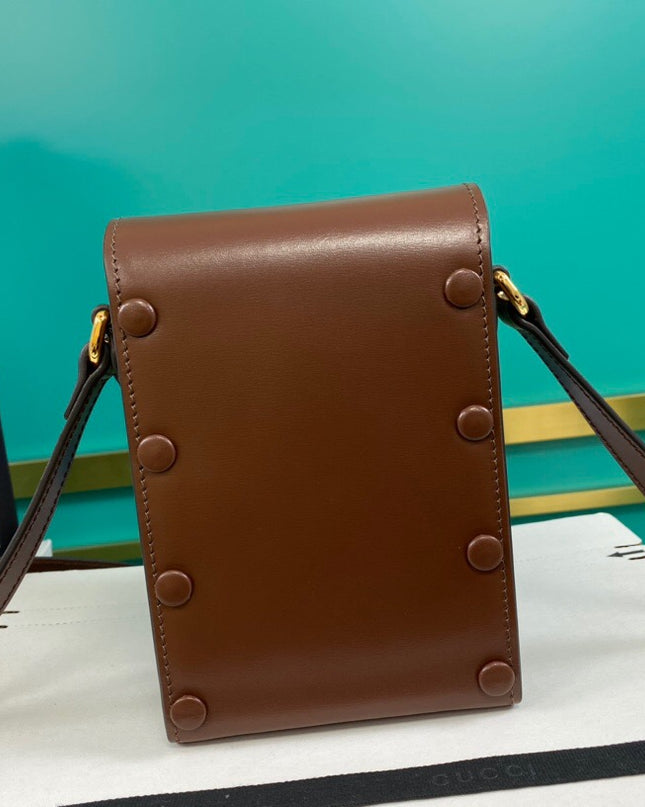 Gucci Horsebit 1955 Brown Leather Mini Phone Bag