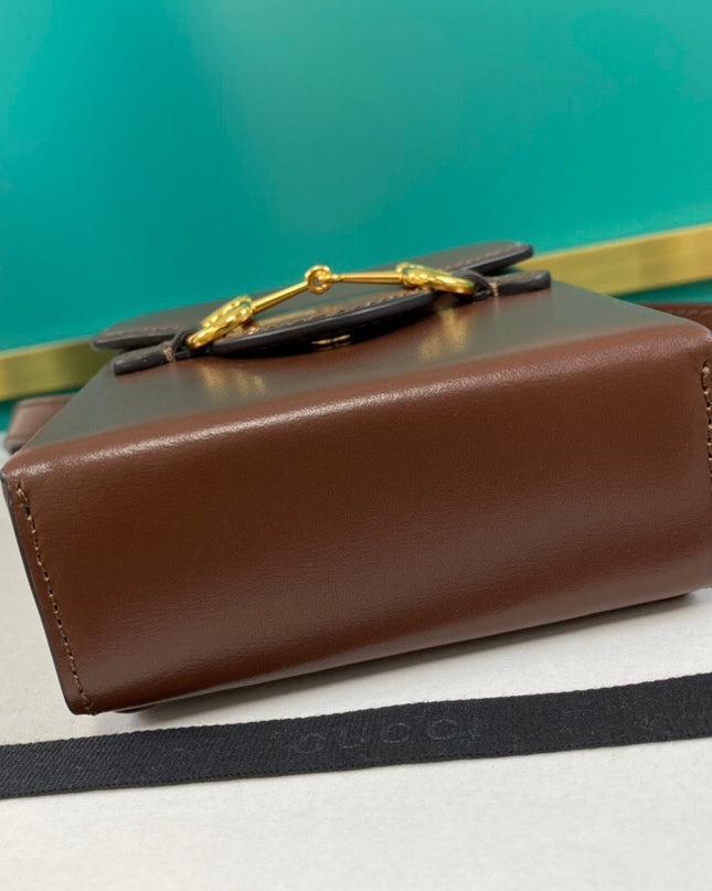Gucci Horsebit 1955 Brown Leather Mini Phone Bag