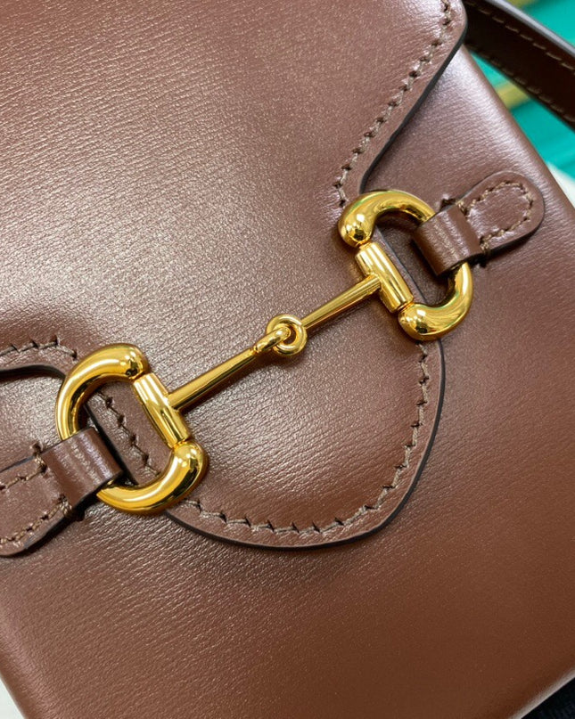 Gucci Horsebit 1955 Brown Leather Mini Phone Bag