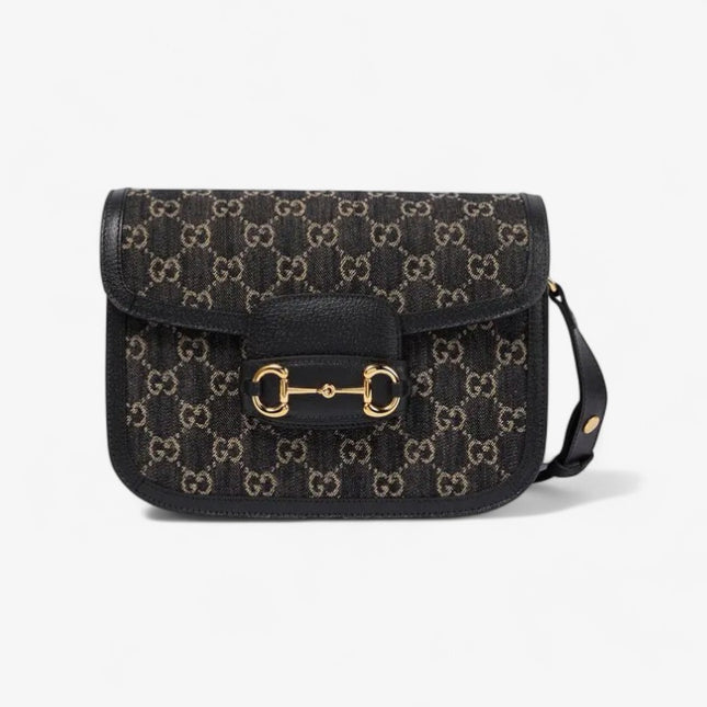 Gucci Horsebit 1955 GG Shoulder Bag – Black GG Canvas