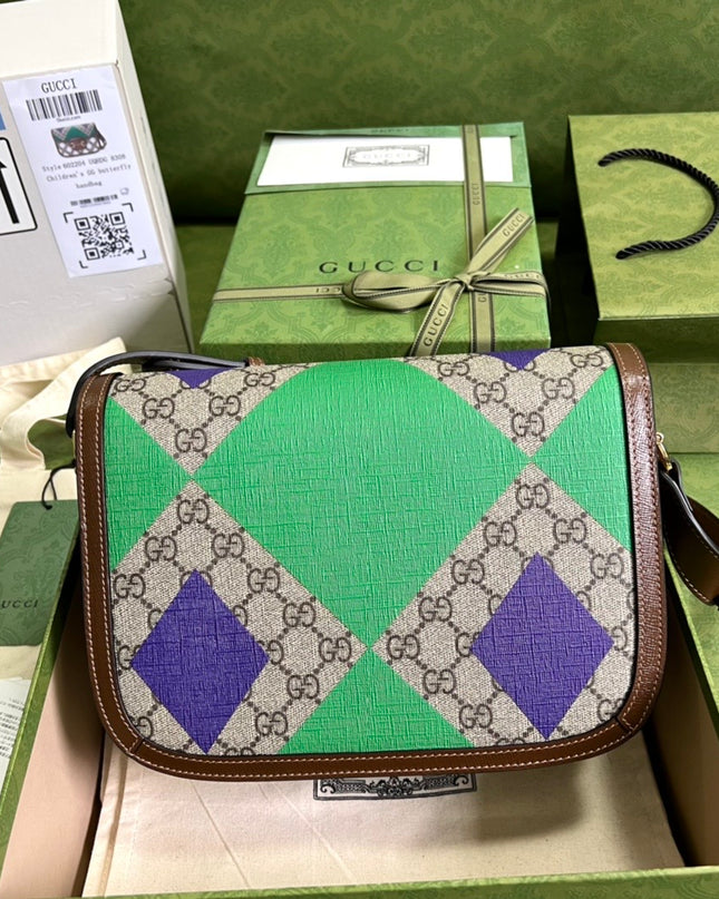 Gucci Horsebit 1955 GG Shoulder Bag – Multicolor Geometric & Polka Dot Print