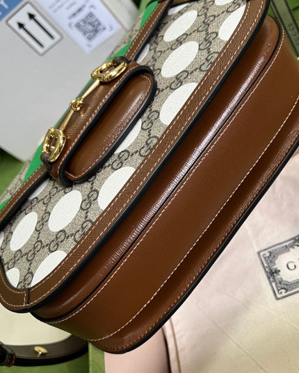 Gucci Horsebit 1955 GG Shoulder Bag – Multicolor Geometric & Polka Dot Print
