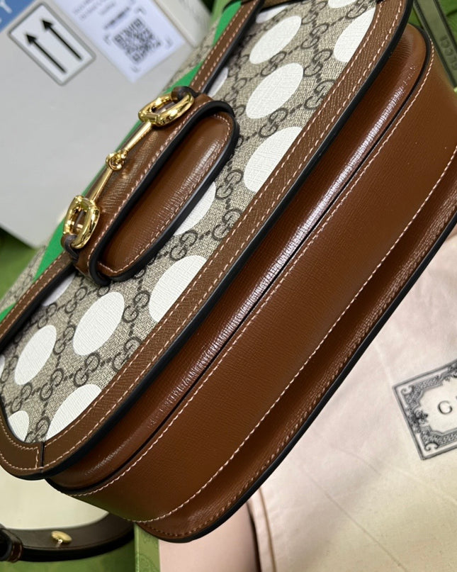 Gucci Horsebit 1955 GG Shoulder Bag – Multicolor Geometric & Polka Dot Print