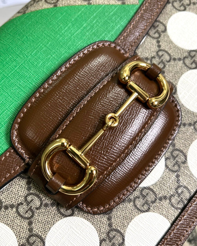 Gucci Horsebit 1955 GG Shoulder Bag – Multicolor Geometric & Polka Dot Print