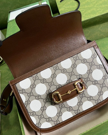 Gucci Horsebit 1955 GG Shoulder Bag – Multicolor Geometric & Polka Dot Print