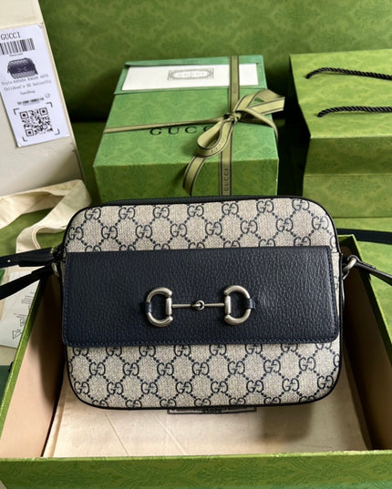 Gucci Horsebit 1955 Small GG Shoulder Bag – Navy