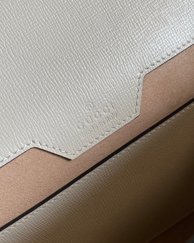 Gucci Horsebit 1955 Small Shoulder Bag – White Leather with Web Strap